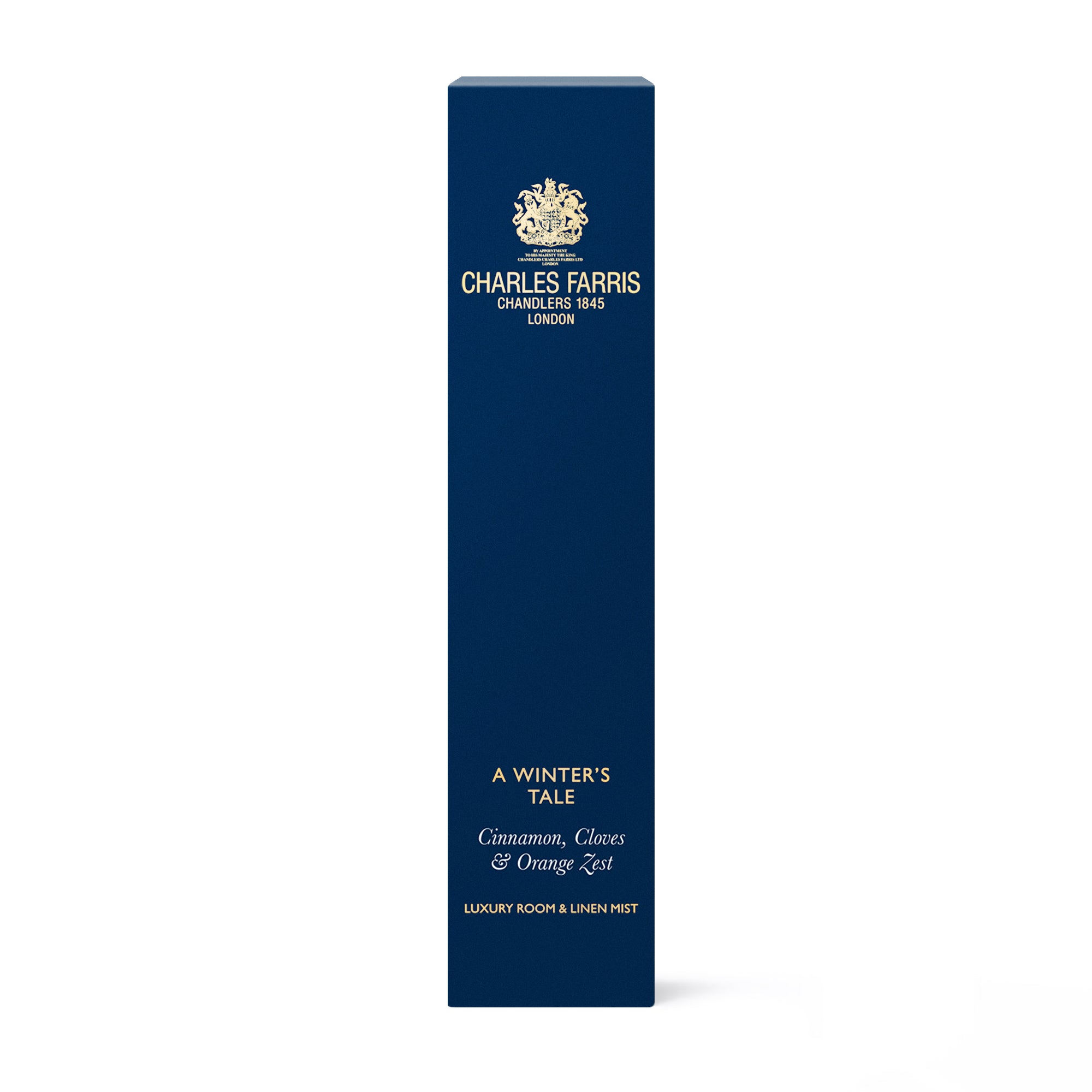 Charles Farris Winter's tale orange & cinnamon amber room mist scented home spray blue packaging