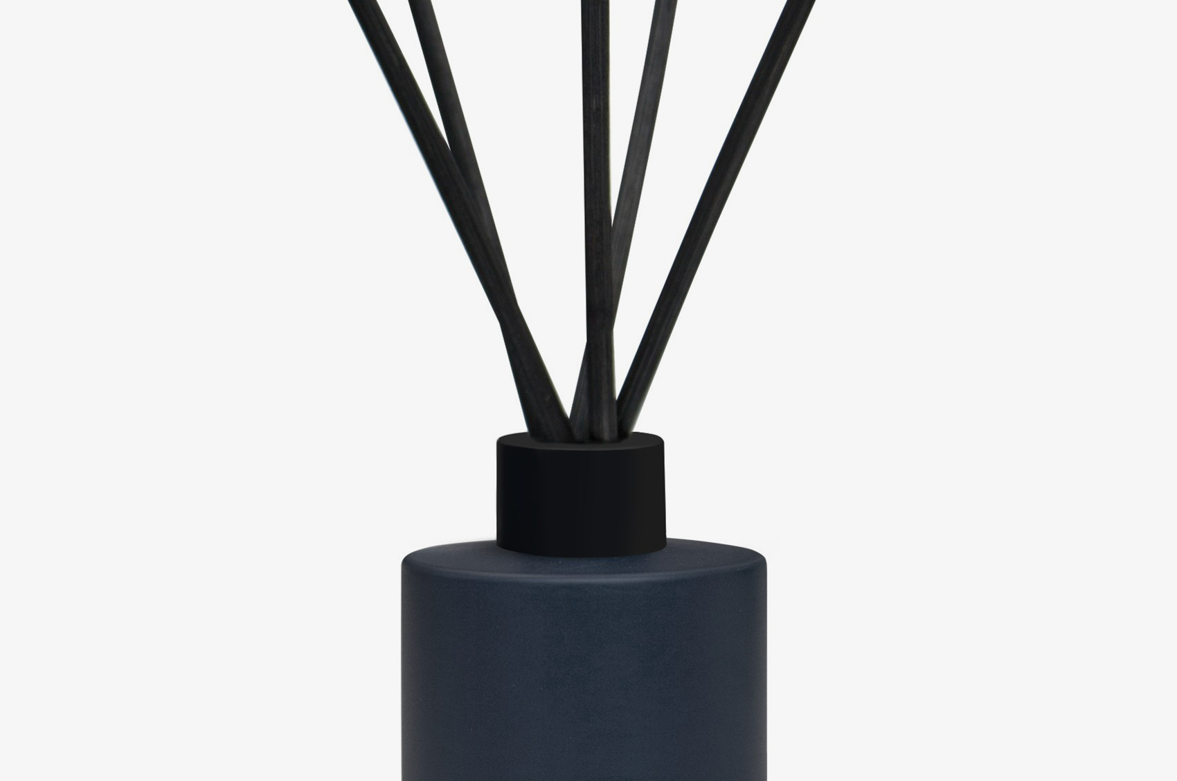 Blue diffuser with sticks on a white background