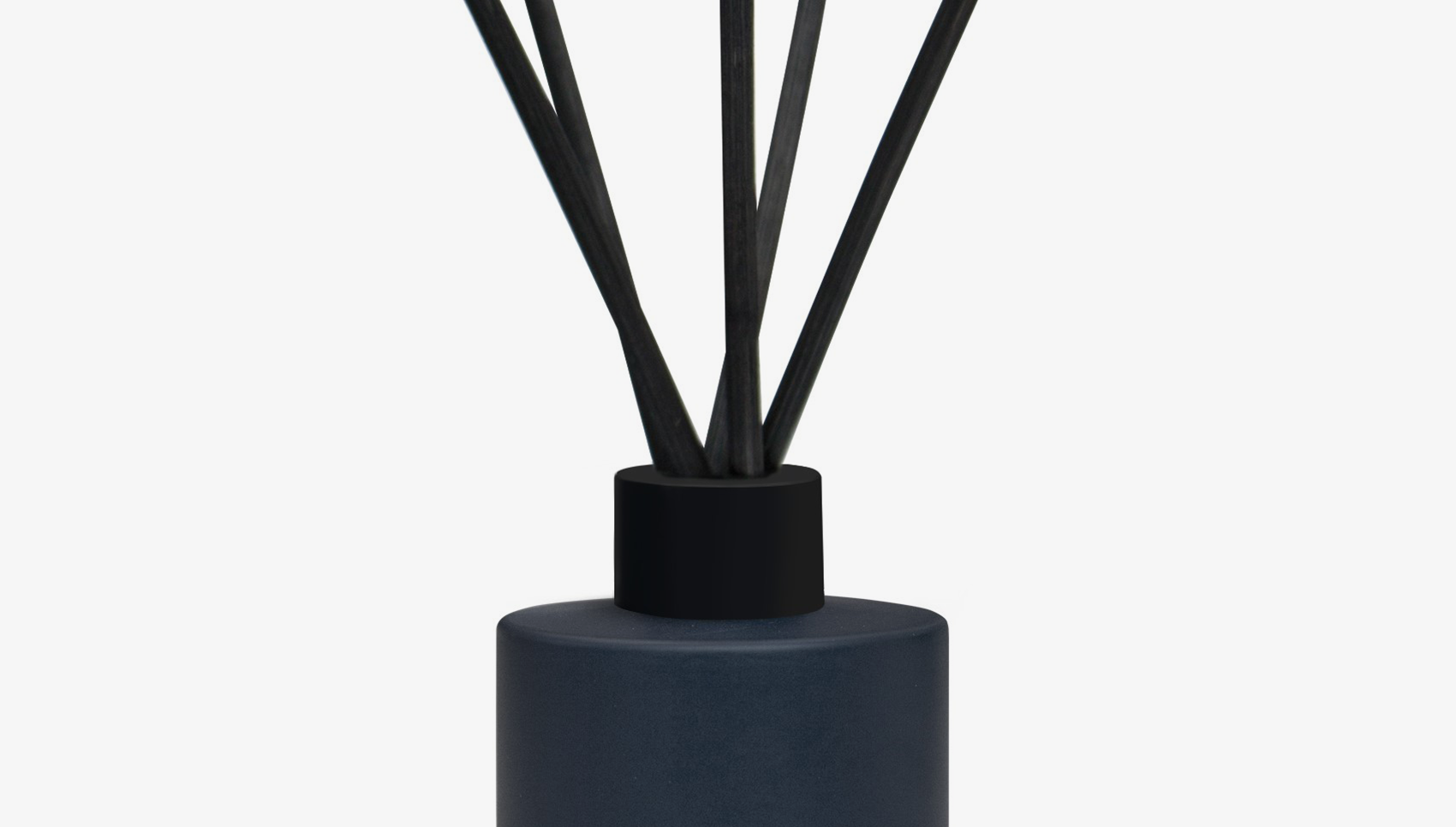 Reed diffuser with sticks on a white background