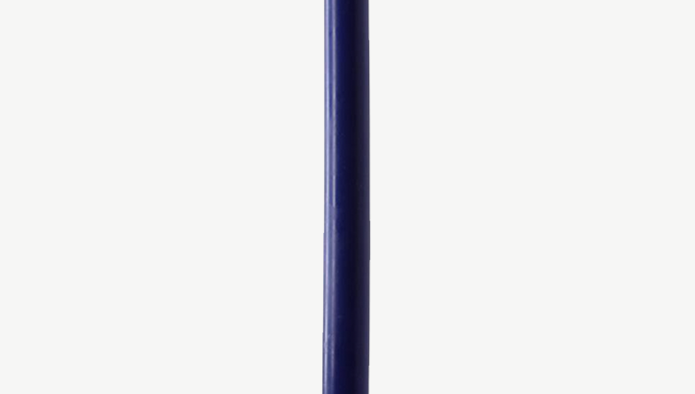 Navy blue candle on a white background