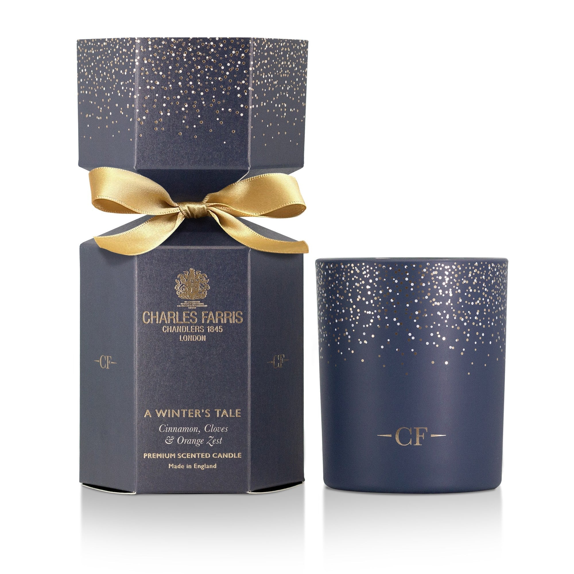 Charles Farris A Winter's Tale Christmas cracker candle with candle, duo, in orange zest, cinnamon and clove