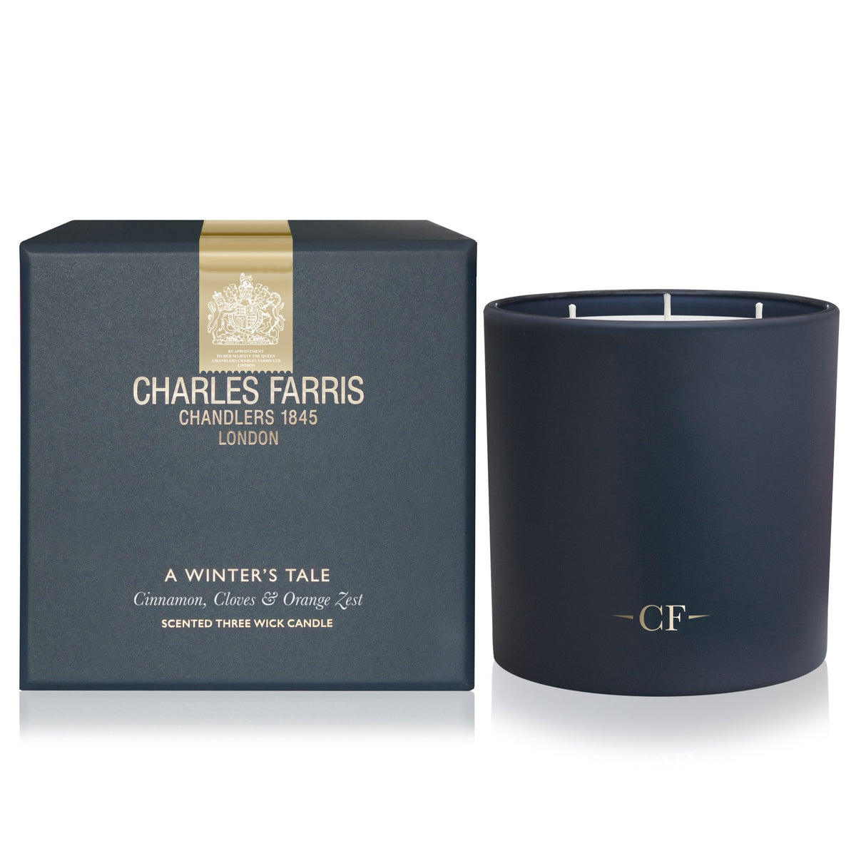 Charles Farris A Winter's Tale three-wick scented candle with gift box in cinnamon, cloves and orange zest