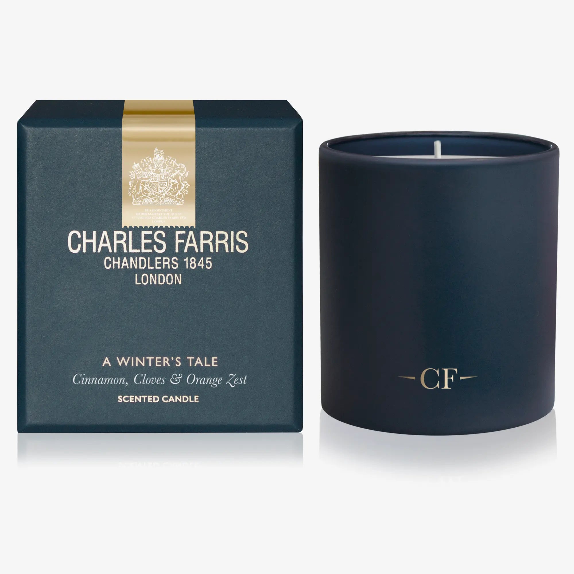 Charles Farris candle and packaging on a white background