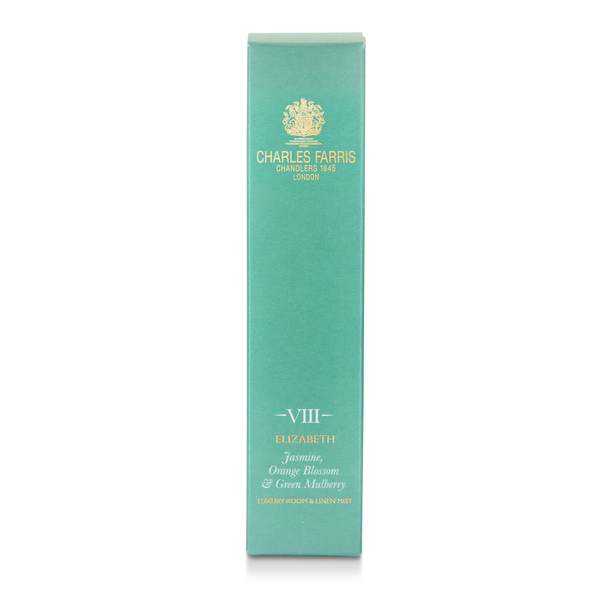 Charles Farris Elizabeth orange blossom jasmine room mist scented home spray in blue packaging.