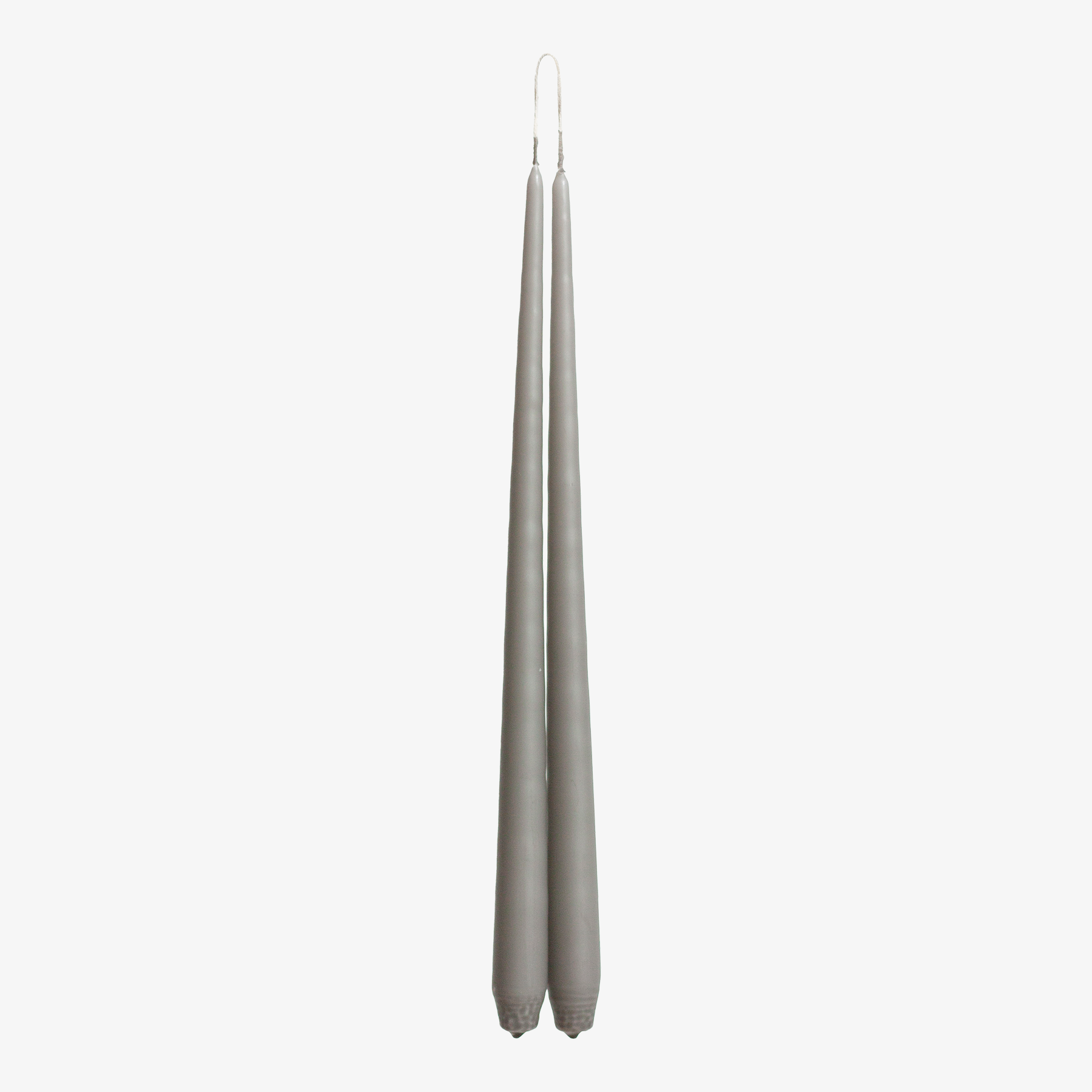 Two gray candles on a white background