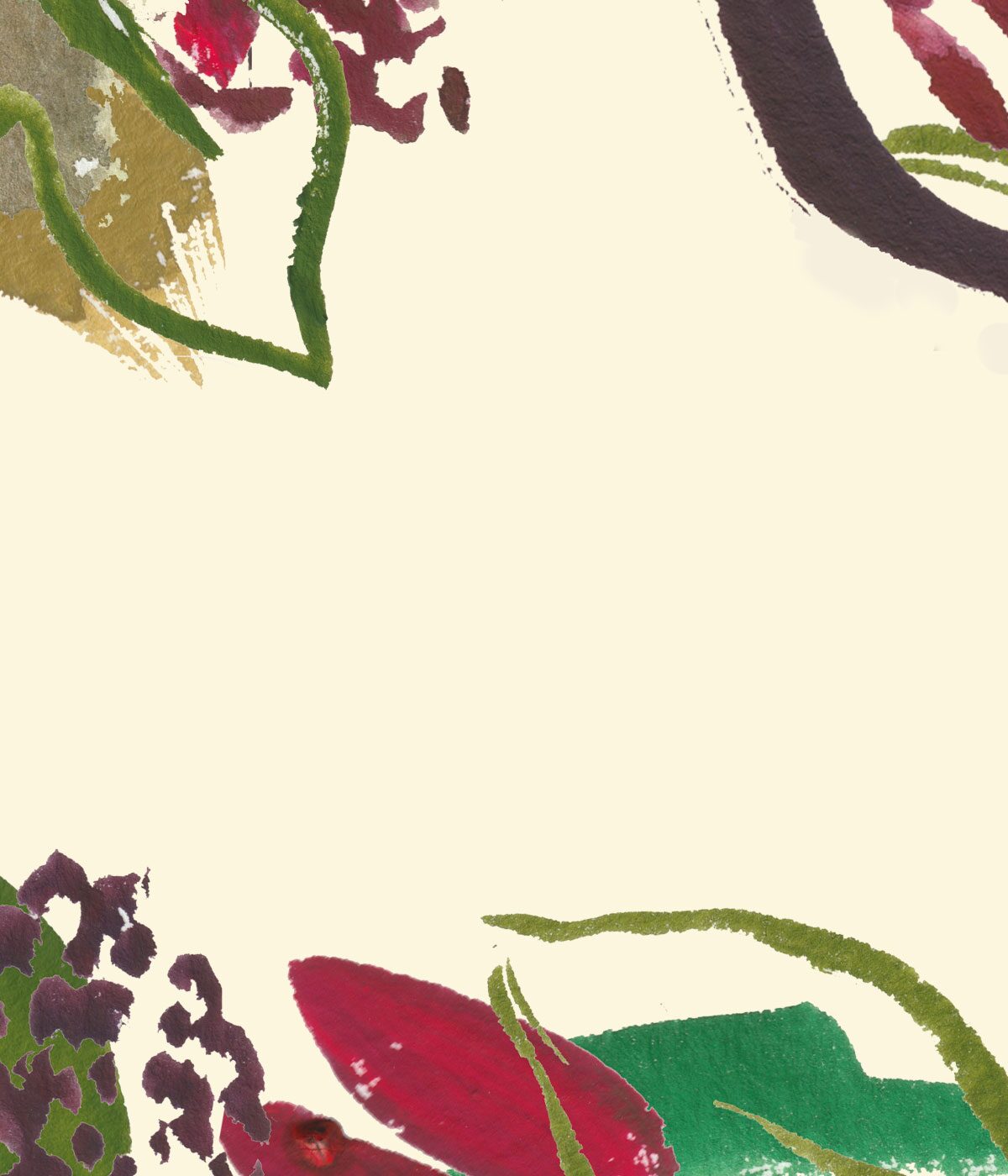 Charles Farris Candlemaker's Year autumn watercolour border, blackberries, fig leaves and bay