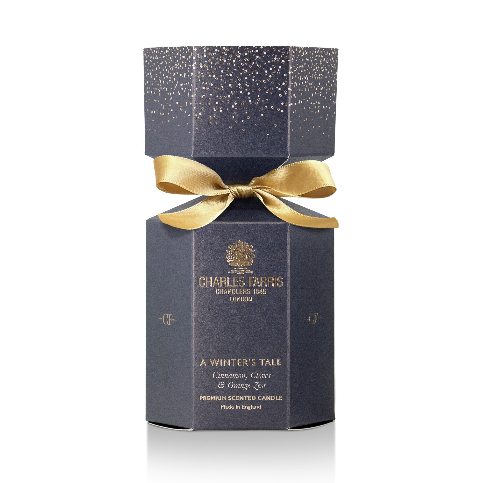 Charles Farris A Winter's Tale Christmas cracker candle gift box in orange zest, cinnamon and clove