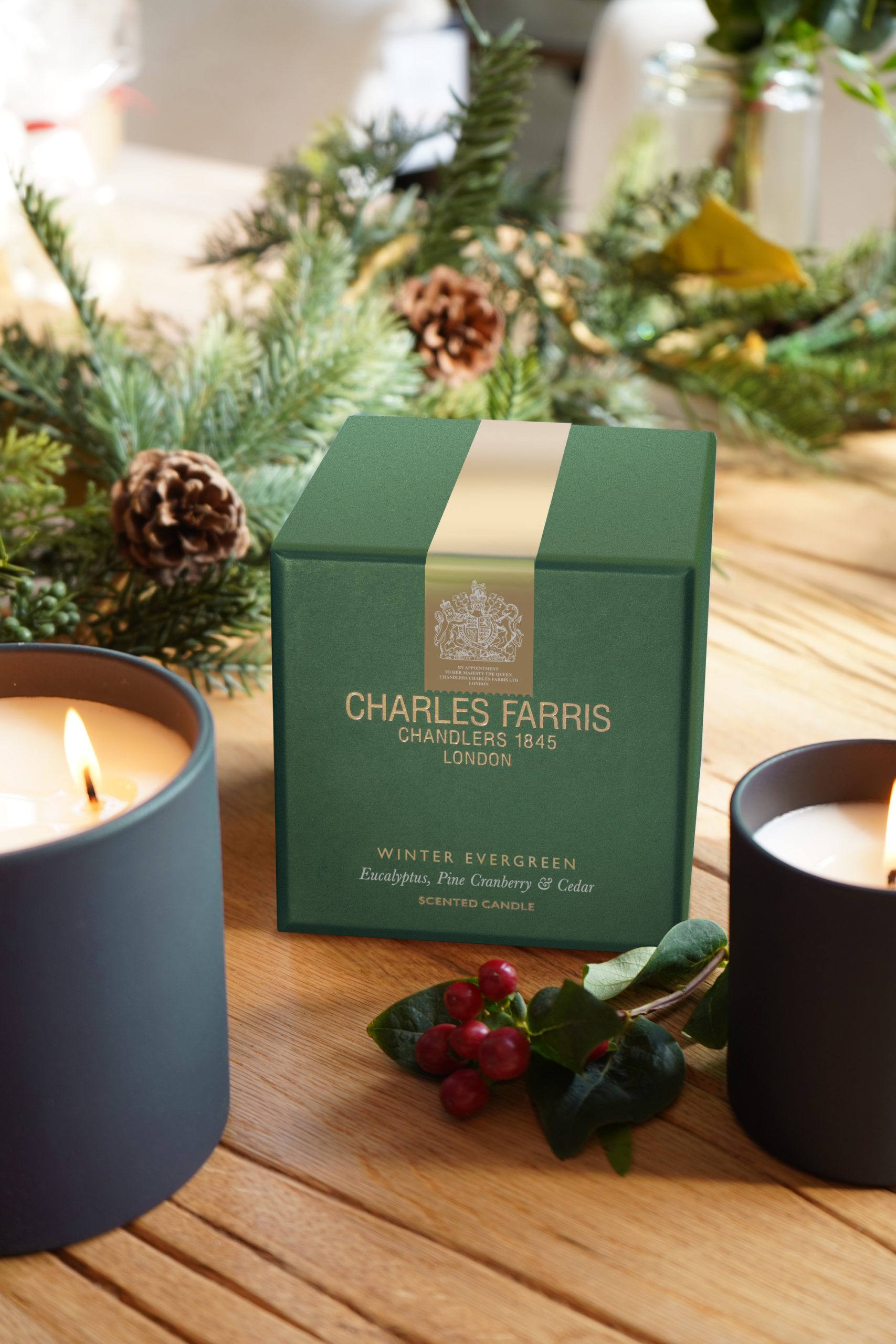 Charles Farris Winter Evergreen Candle Box