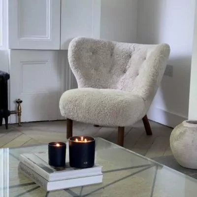 candle by a chair