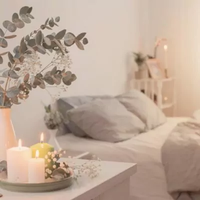 candles next to bed